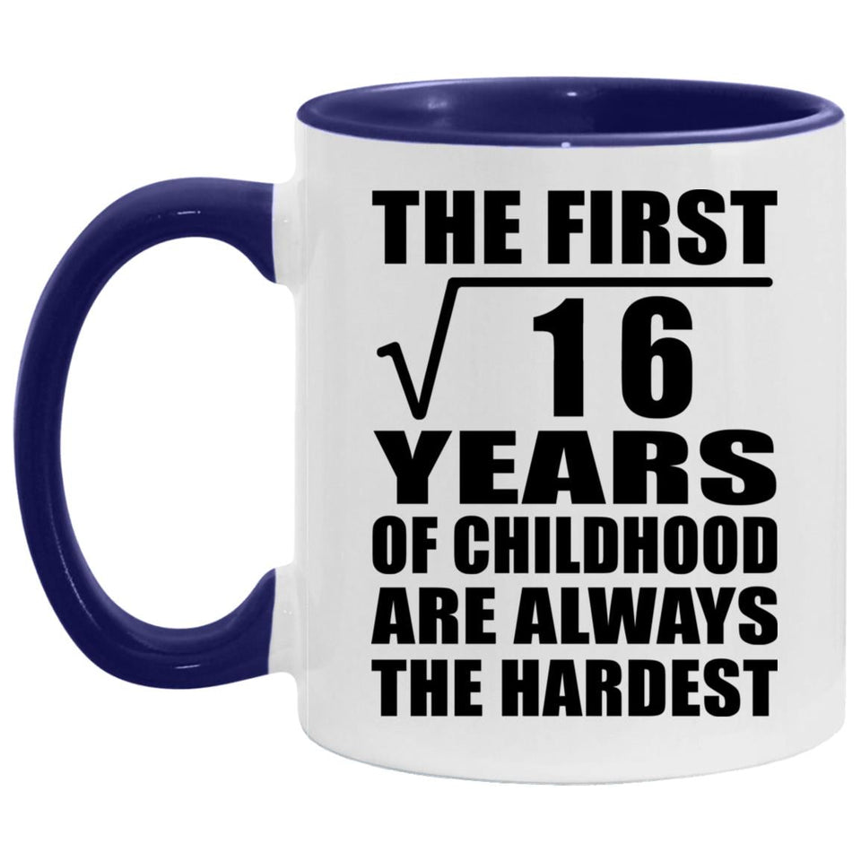 4th Birthday Square Root Of 16 Years Of Childhood - 11oz Accent Mug Purple