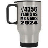 66th Anniversary Square Root of 4356 Years As Mr & Mrs 2024 - Silver Travel Mug
