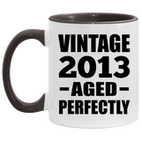 11th Birthday Vintage 2013 Aged Perfectly - 11oz Accent Mug Black