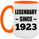 101st Birthday Legendary Since 1923 - 15oz Accent Mug Orange