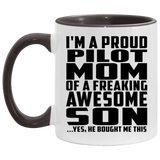 Proud Pilot Mom Of Awesome Son - 11oz Accent Mug Black