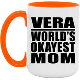 Vera World's Okayest Mom - 15oz Accent Mug Orange