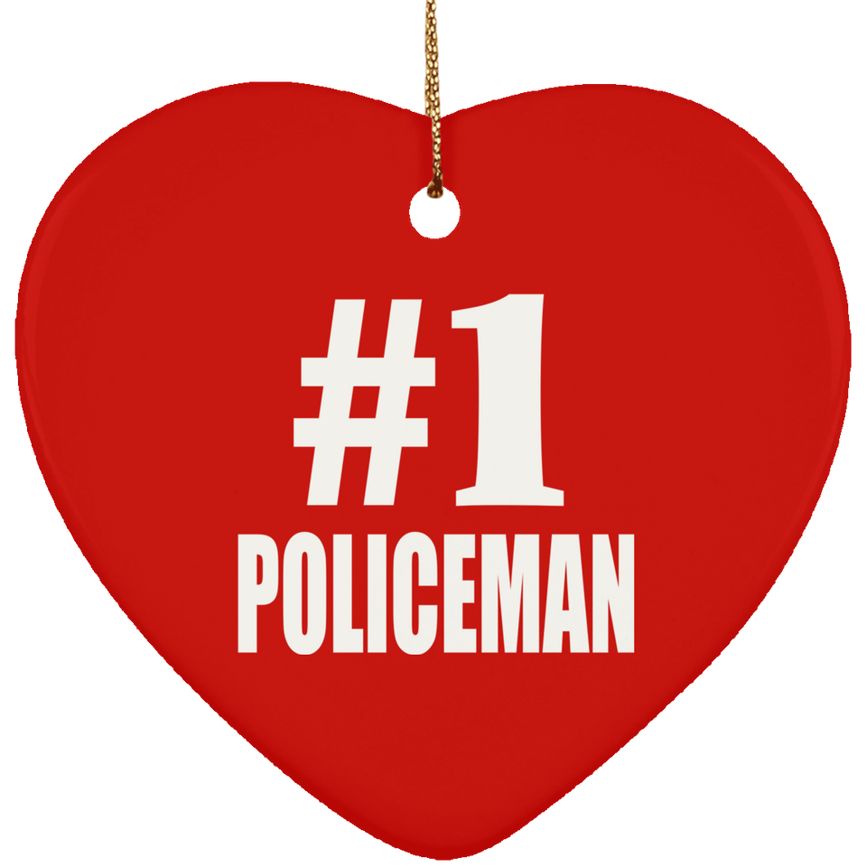 Number One #1 Policeman - Heart Ornament