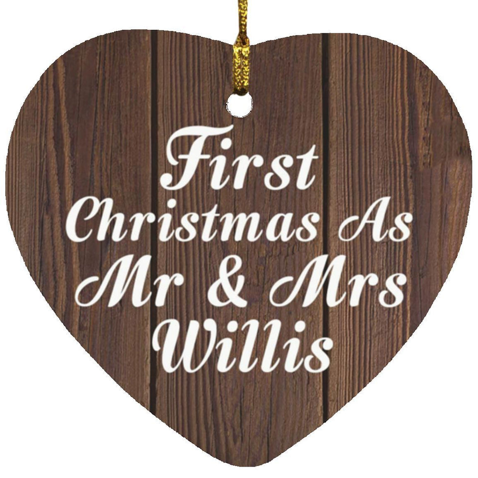 First Christmas As Mr & Mrs Willis - Heart Ornament D