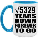 73rd Anniversary Square Root of 5329 Years Down Forever To Go - 15oz Accent Mug Blue