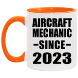 Aircraft Mechanic Since 2023 - 11oz Accent Mug Orange