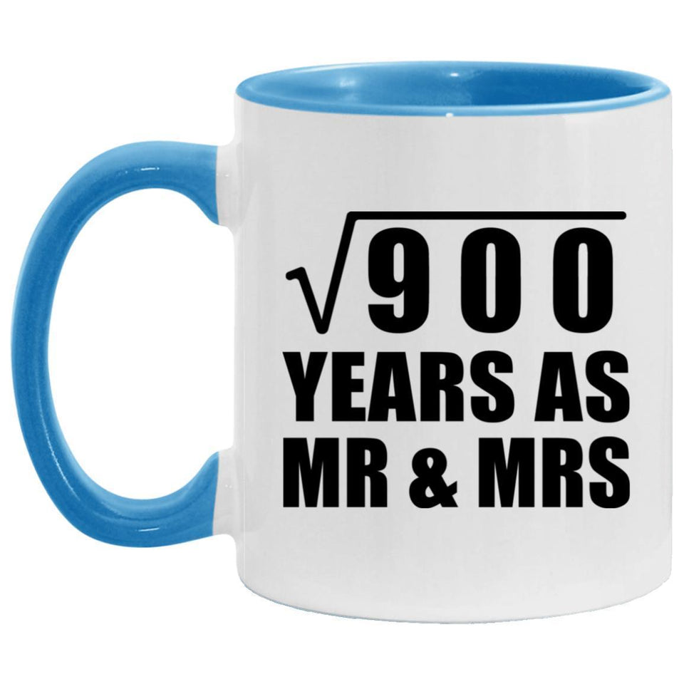 30th Anniversary Square Root of 900 Years As Mr & Mrs - 11oz Accent Mug Blue