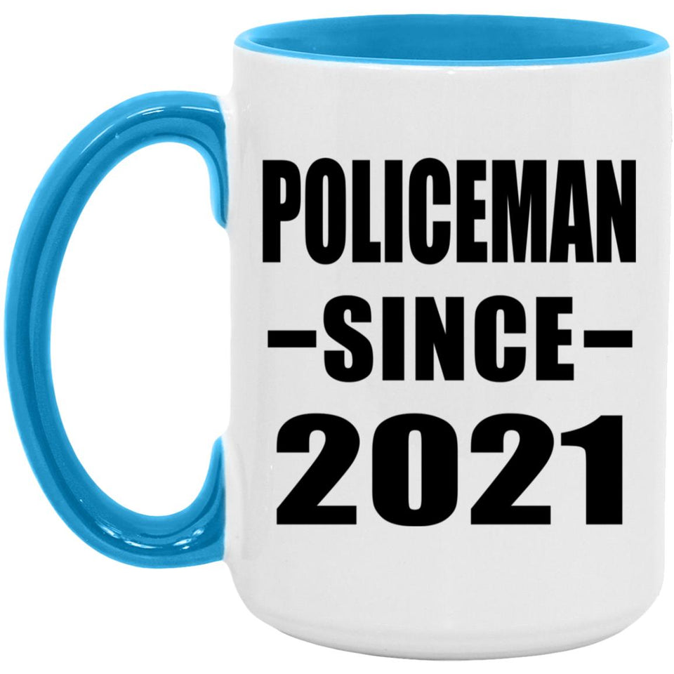 Policeman Since 2021 - 15oz Accent Mug Blue