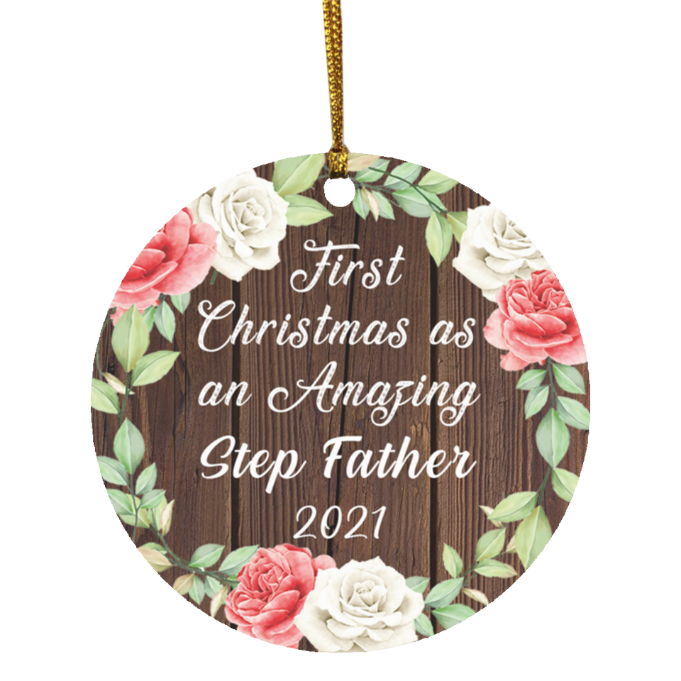 First Christmas As an Amazing Step Father 2021 - Circle Ornament A