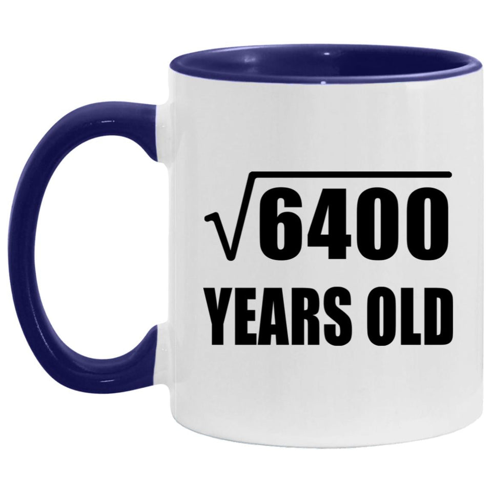 80th Birthday Square Root of 6400 Years Old - 11oz Accent Mug Purple