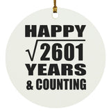 Happy 51st Anniversary Square Root of 2601 Years & Counting - Circle Ornament
