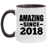 6th Birthday Amazing Since 2018 - 11oz Accent Mug Black