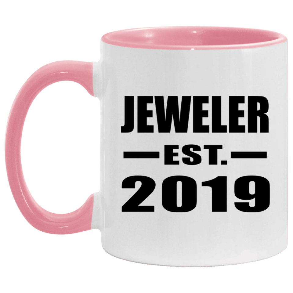Jeweler Established EST. 2019 - 11oz Accent Mug Pink