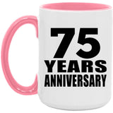 75th Anniversary 75 Years Anniversary - 15oz Accent Mug Pink