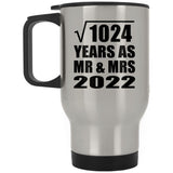 32nd Anniversary Square Root of 1024 Years As Mr & Mrs 2022 - Silver Travel Mug