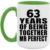 63rd Anniversary 63 Years Of Being Mr Perfect - 15oz Accent Mug Green