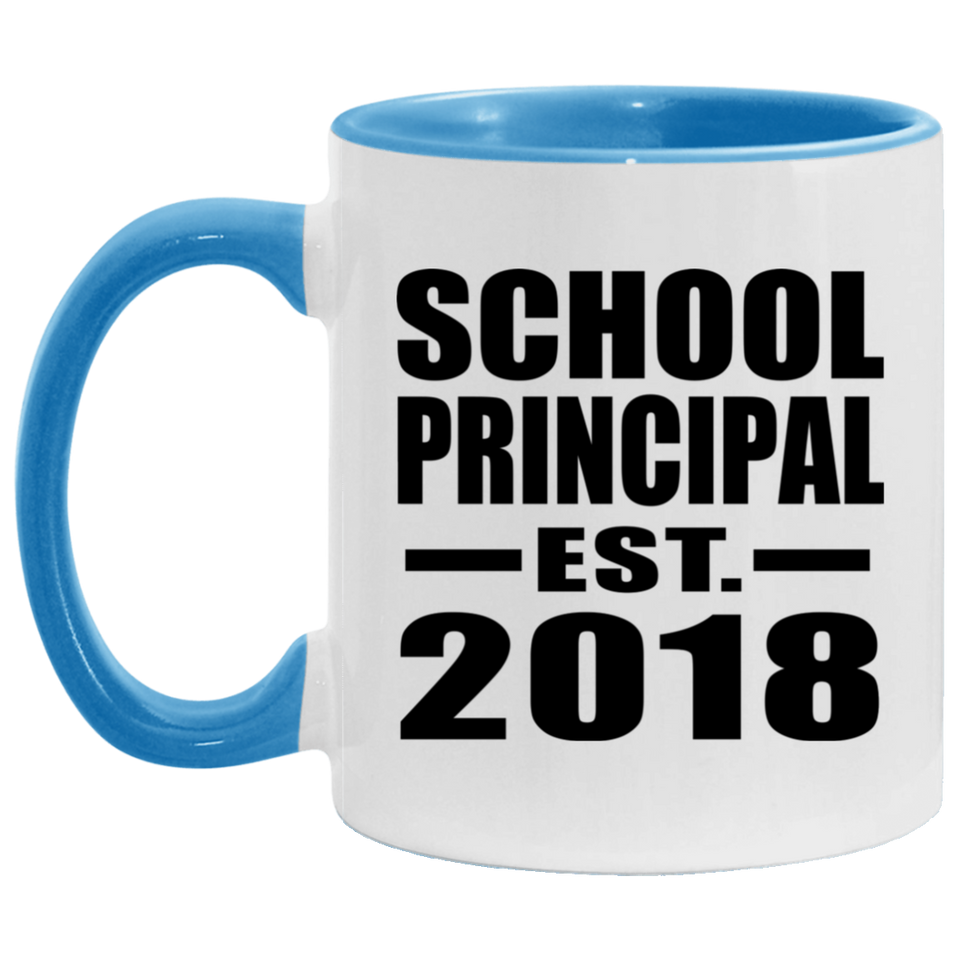 School Principal Established EST. 2018 - 11oz Accent Mug Blue