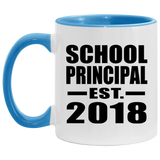 School Principal Established EST. 2018 - 11oz Accent Mug Blue