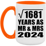 41st Anniversary Square Root of 1681 Years As Mr & Mrs 2024 - 15oz Accent Mug Orange