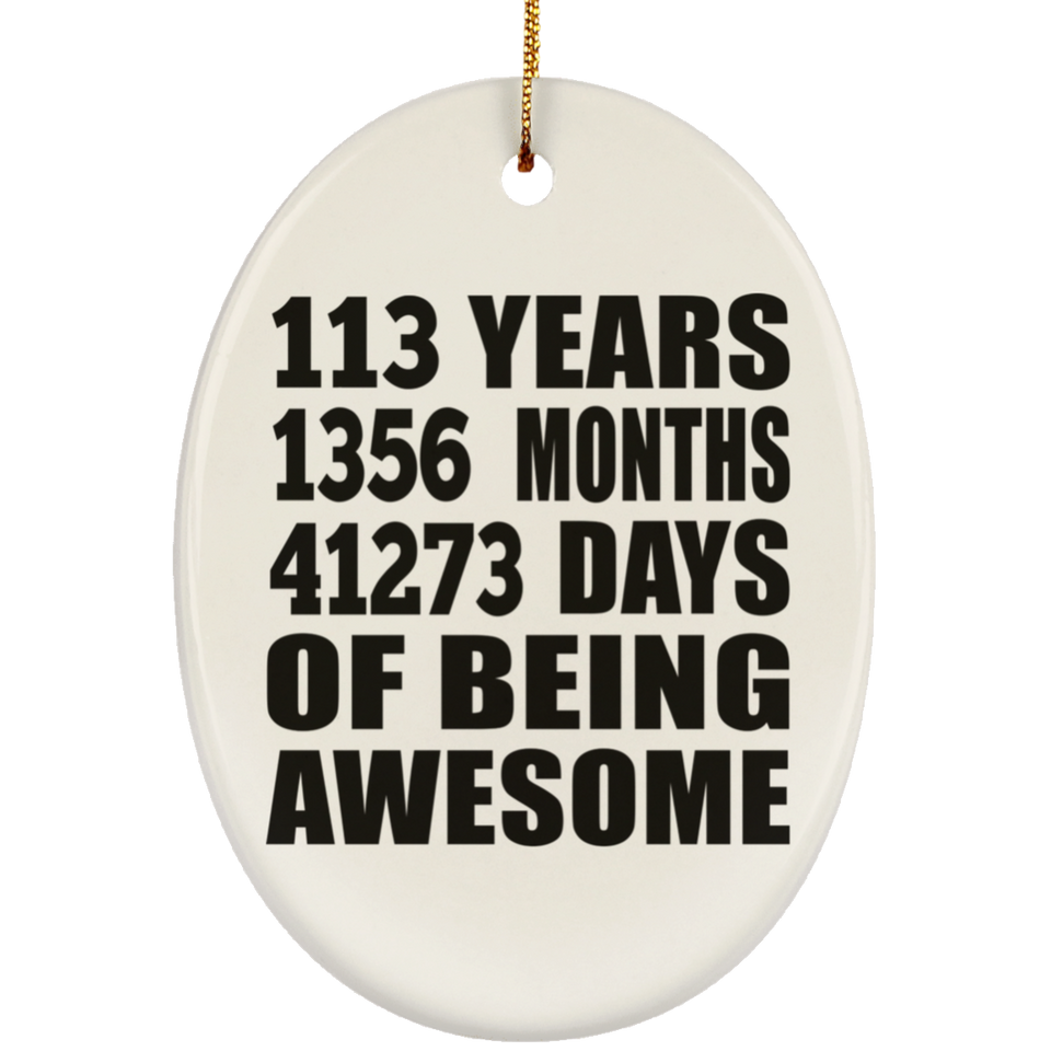 113th Birthday 113 Years 1356 Months 41273 Days Of Awesome - Oval Ornament
