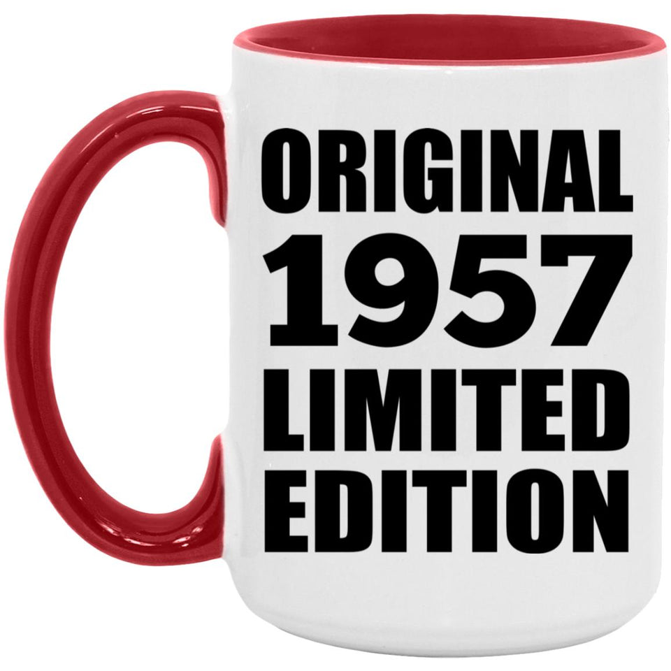 67th Birthday Original 1957 Limited Edition - 15oz Accent Mug Red