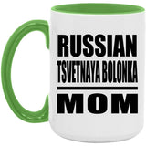 Russian Tsvetnaya Bolonka Mom - 15oz Accent Mug Green