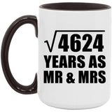 68th Anniversary Square Root of 4624 Years As Mr & Mrs - 15oz Accent Mug Black
