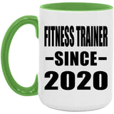 Fitness Trainer Since 2020 - 15oz Accent Mug Green