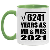 79th Anniversary Square Root of 6241 Years As Mr & Mrs 2021 - 11oz Accent Mug Green