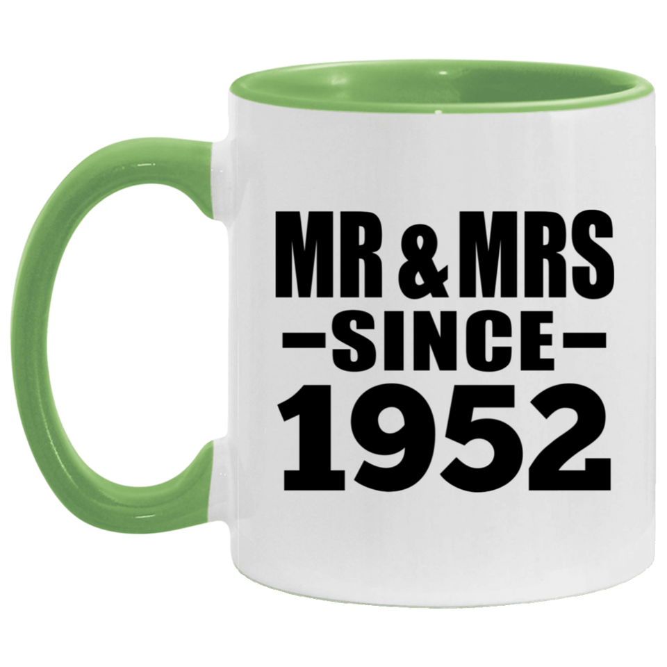 72nd Anniversary Mr & Mrs Since 1952 - 11oz Accent Mug Green