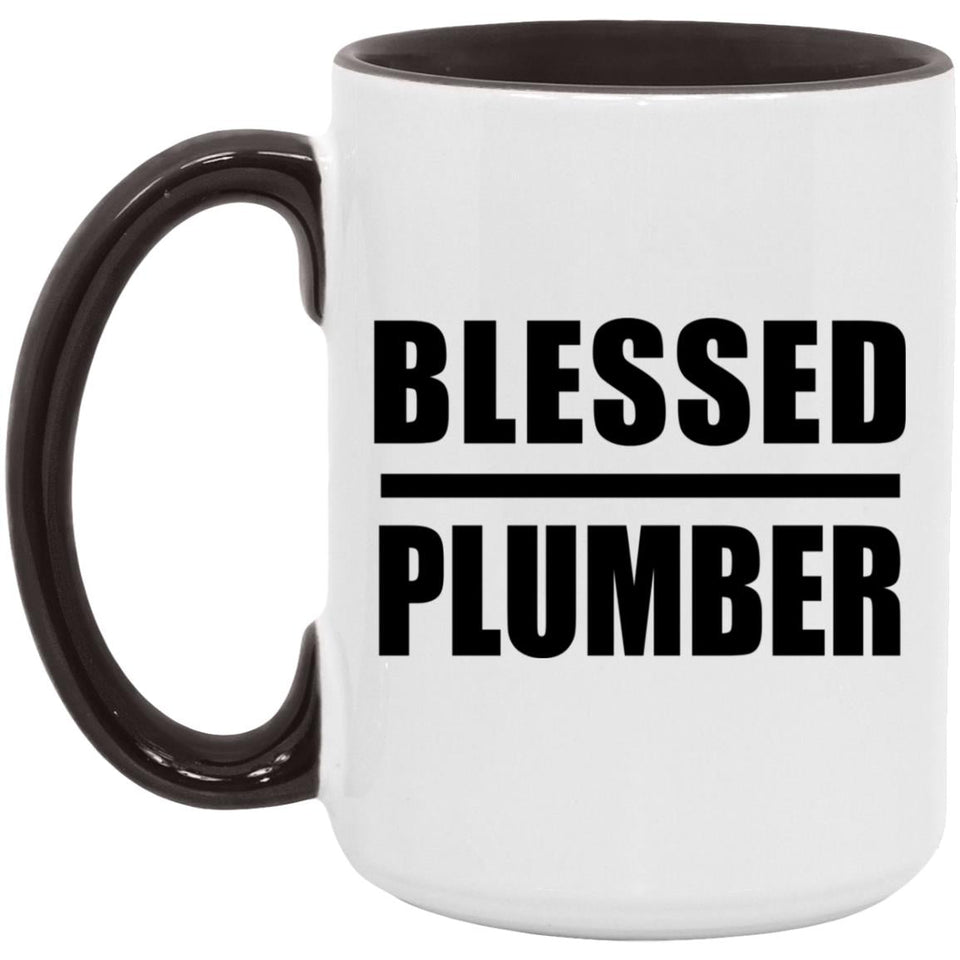 Blessed Plumber - 15oz Accent Mug Black