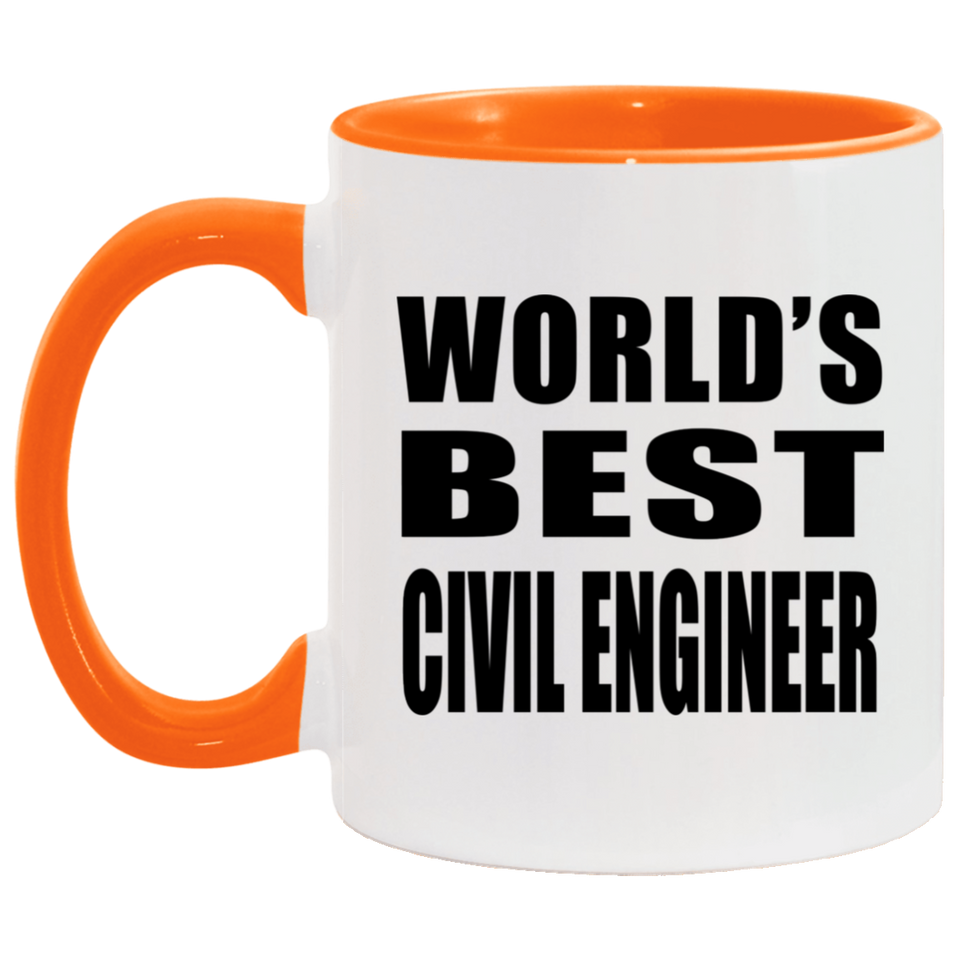 World's Best Civil Engineer - 11oz Accent Mug Orange