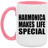 Harmonica Makes Life Special - 15oz Accent Mug Pink