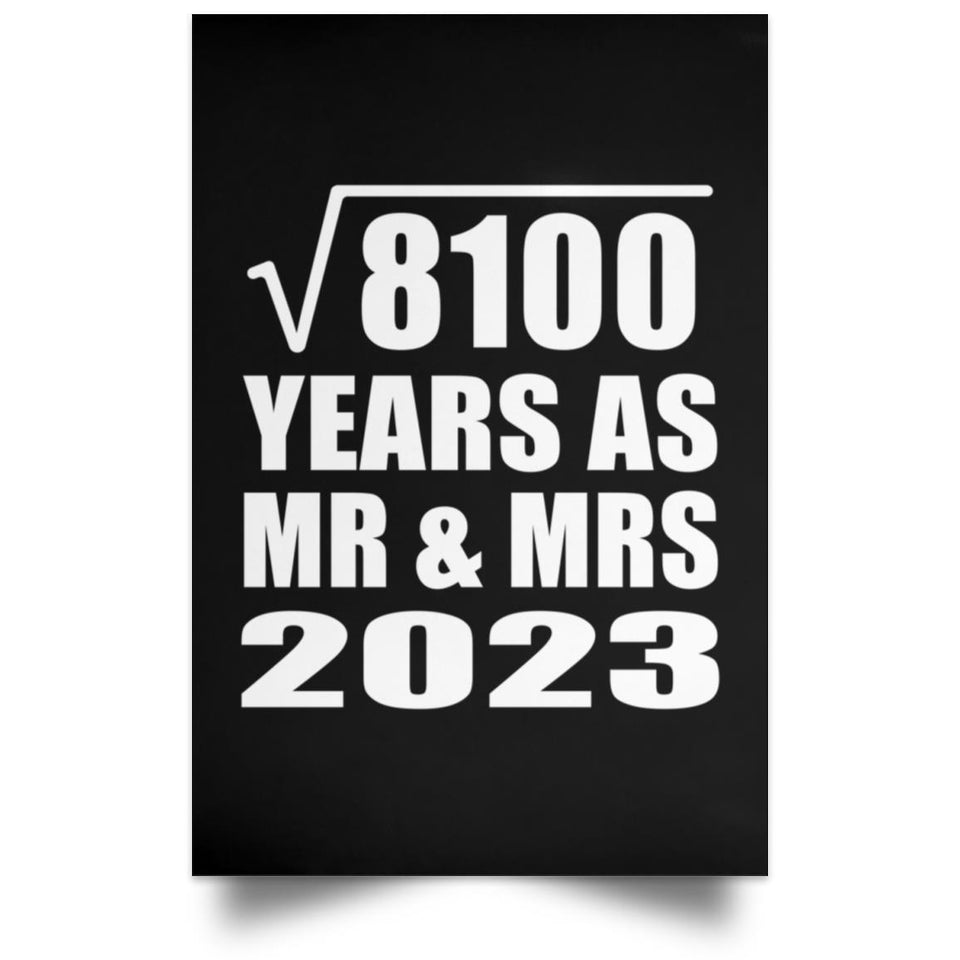90th Anniversary Square Root of 8100 Years As Mr & Mrs 2023 - Poster Portrait