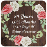 86th Birthday 86 Years 1,032 Months 31,411 Days Of Awesome - Drink Coaster A
