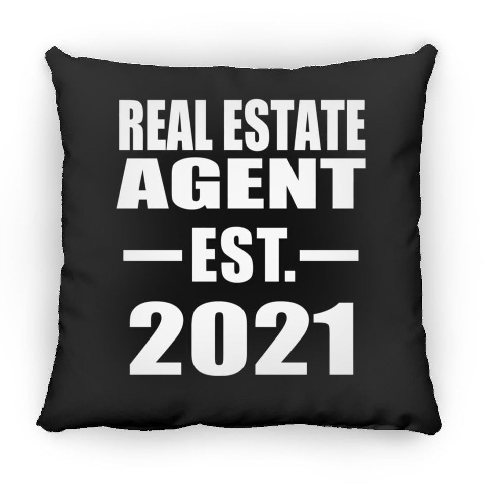 Real Estate Agent Established EST. 2021 - Throw Pillow Black