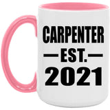Carpenter Established EST. 2021 - 15oz Accent Mug Pink