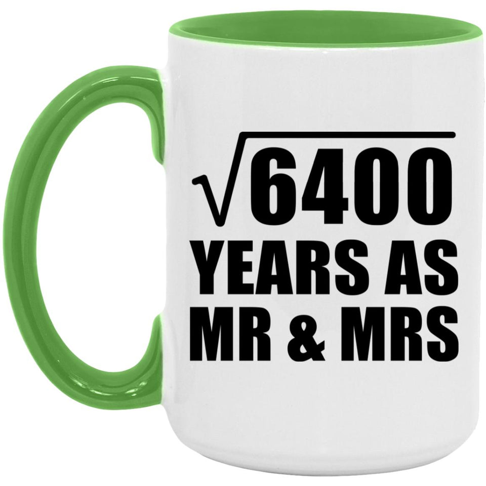 80th Anniversary Square Root of 6400 Years As Mr & Mrs - 15oz Accent Mug Green