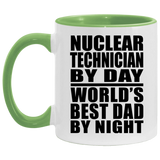 Nuclear Technician By Day World's Best Dad By Night - 11oz Accent Mug Green