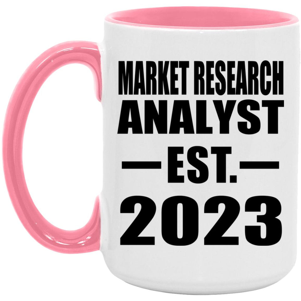 Market Research Analyst Established EST. 2023 - 15oz Accent Mug Pink