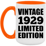 95th Birthday Vintage 1929 Limited Edition - 15oz Accent Mug Orange