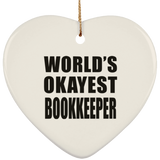World's Okayest Bookkeeper - Heart Ornament