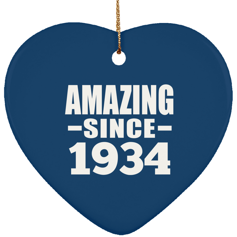 90th Birthday Amazing Since 1934 - Heart Ornament