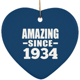 90th Birthday Amazing Since 1934 - Heart Ornament