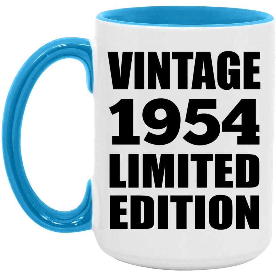 70th Birthday Vintage 1954 Limited Edition - 15oz Accent Mug Blue