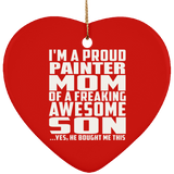 Proud Painter Mom Of Awesome Son - Heart Ornament
