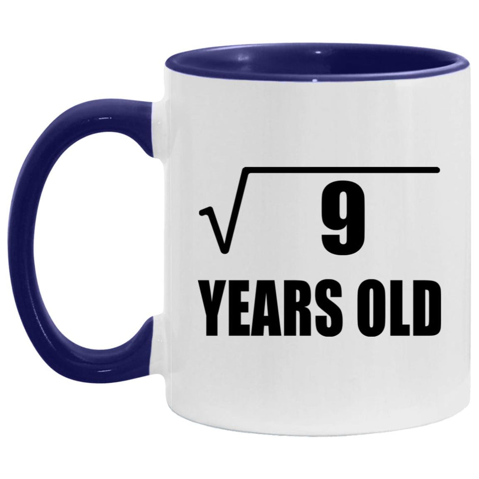 3rd Birthday Square Root of 9 Years Old - 11oz Accent Mug Purple
