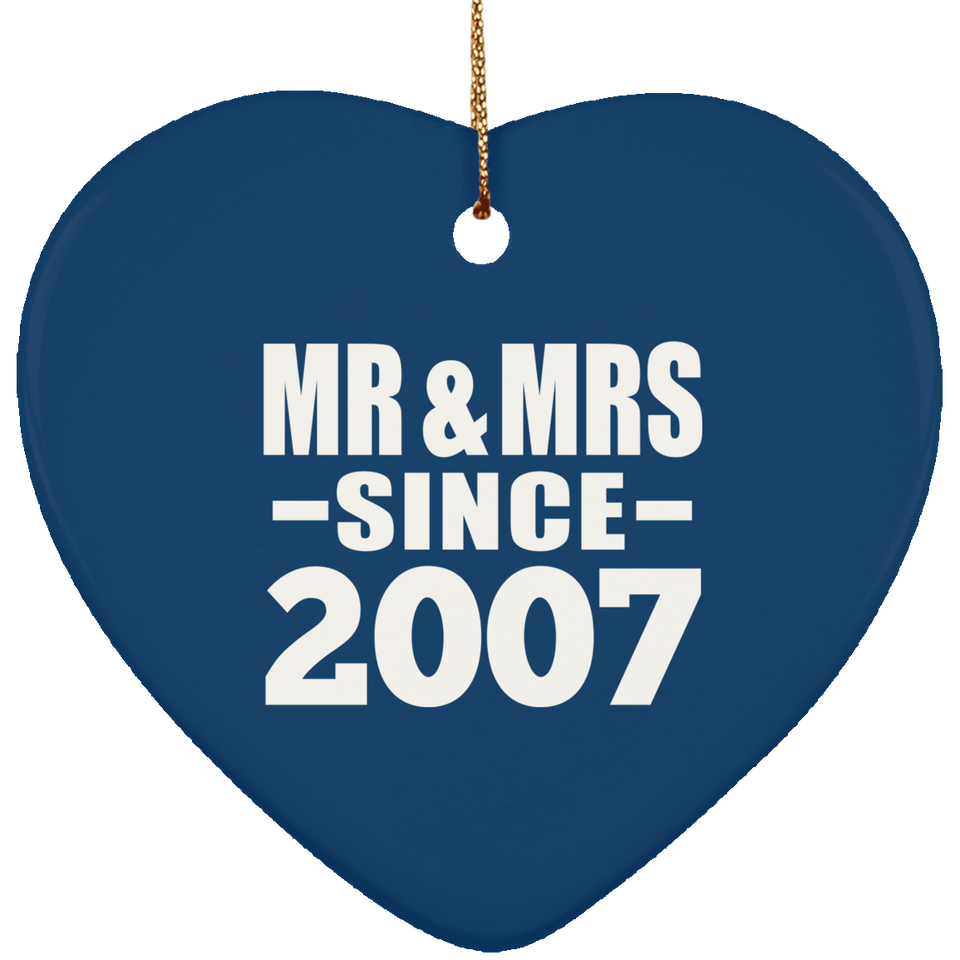 17th Anniversary Mr & Mrs Since 2007 - Heart Ornament