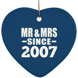 17th Anniversary Mr & Mrs Since 2007 - Heart Ornament