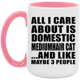 All I Care About Is Domestic Mediumhair Cat - 15oz Accent Mug Pink